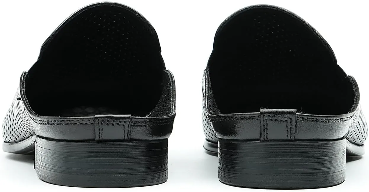 Santimon Men's Mules Formal Dress Loafers Leather Open Back Slippers Business Wedding Casual Fashion Slip On Clogs Sandals Summer Dress Shoes for Men