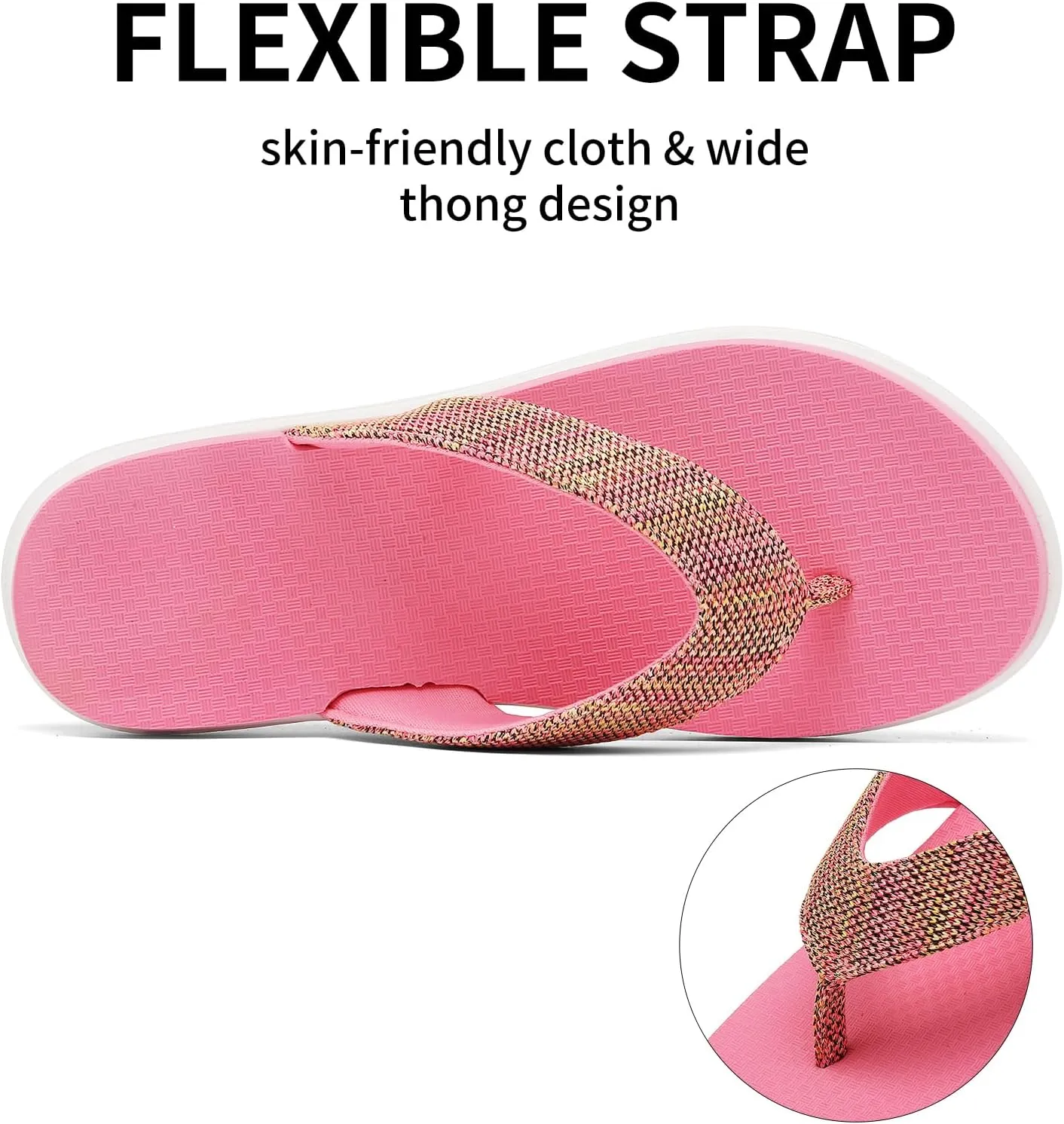 Scecocrs Women Comfortable Flip Flops, Memory Foam Non-Slip Thong Sandals Lightweight