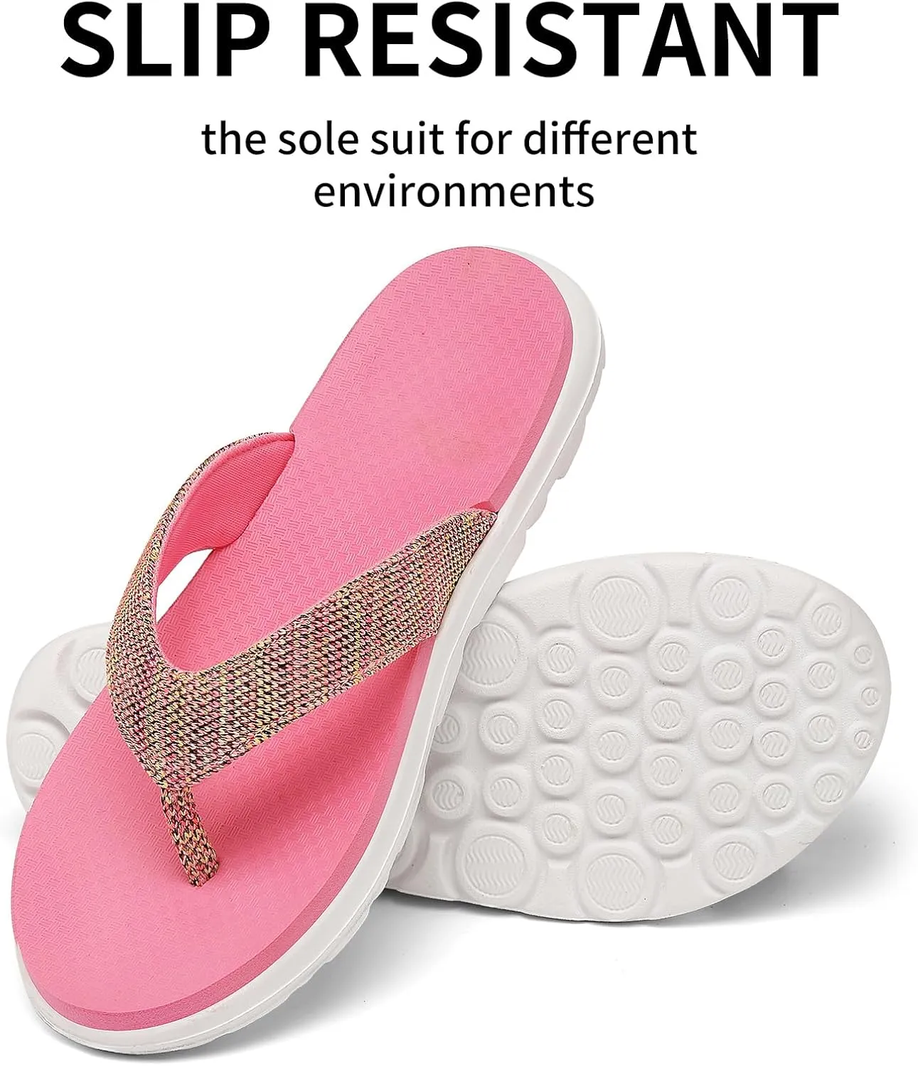 Scecocrs Women Comfortable Flip Flops, Memory Foam Non-Slip Thong Sandals Lightweight
