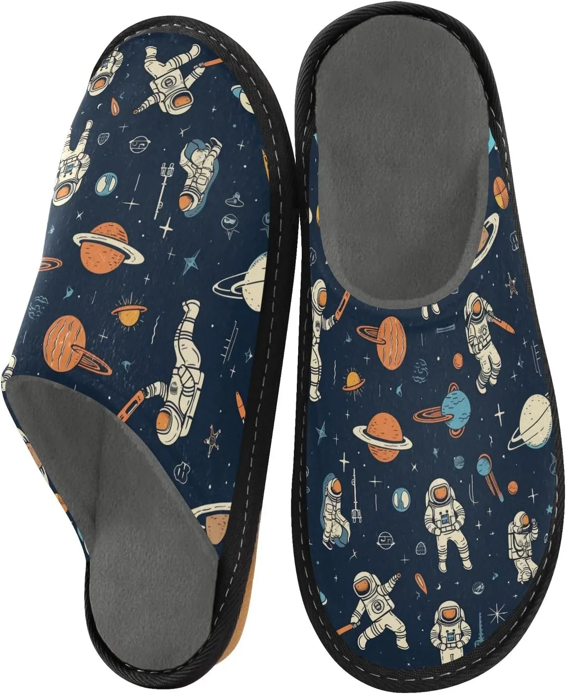 senya Cosmic Planets Fuzzy Slippers Soft Home Bedroom Slippers for Women Men House Shoes