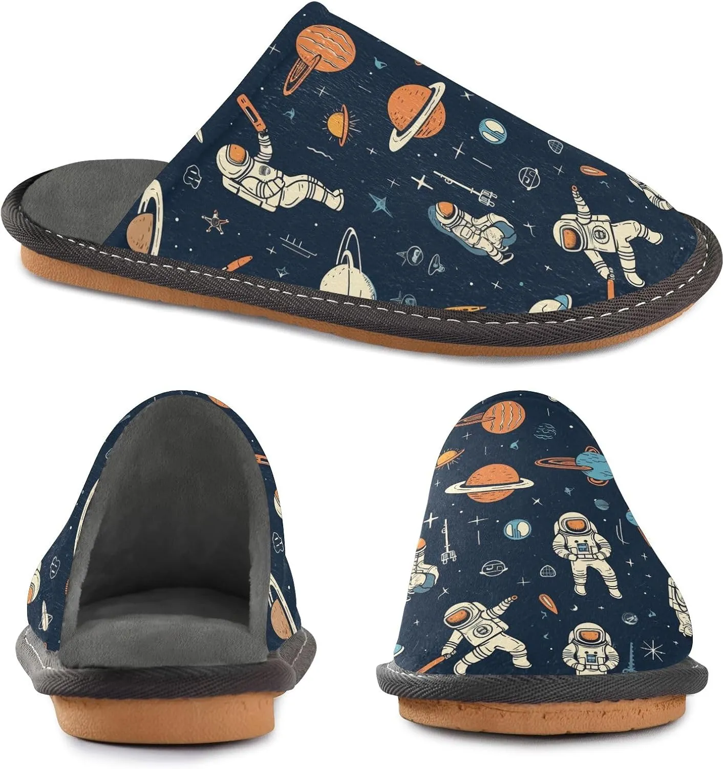 senya Cosmic Planets Fuzzy Slippers Soft Home Bedroom Slippers for Women Men House Shoes