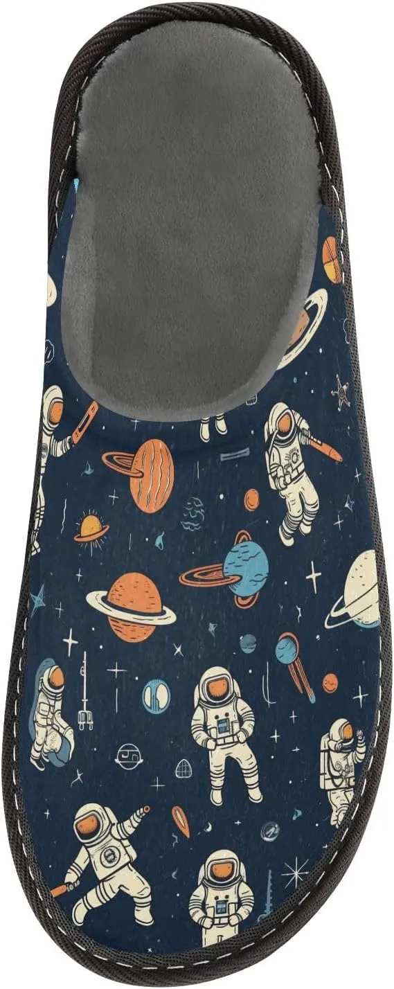 senya Cosmic Planets Fuzzy Slippers Soft Home Bedroom Slippers for Women Men House Shoes