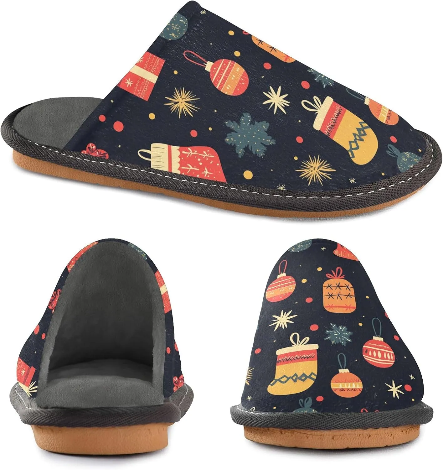 senya Socks Balls Snowflake Fuzzy Slippers Soft Home Bedroom Slippers for Women Men House Shoes