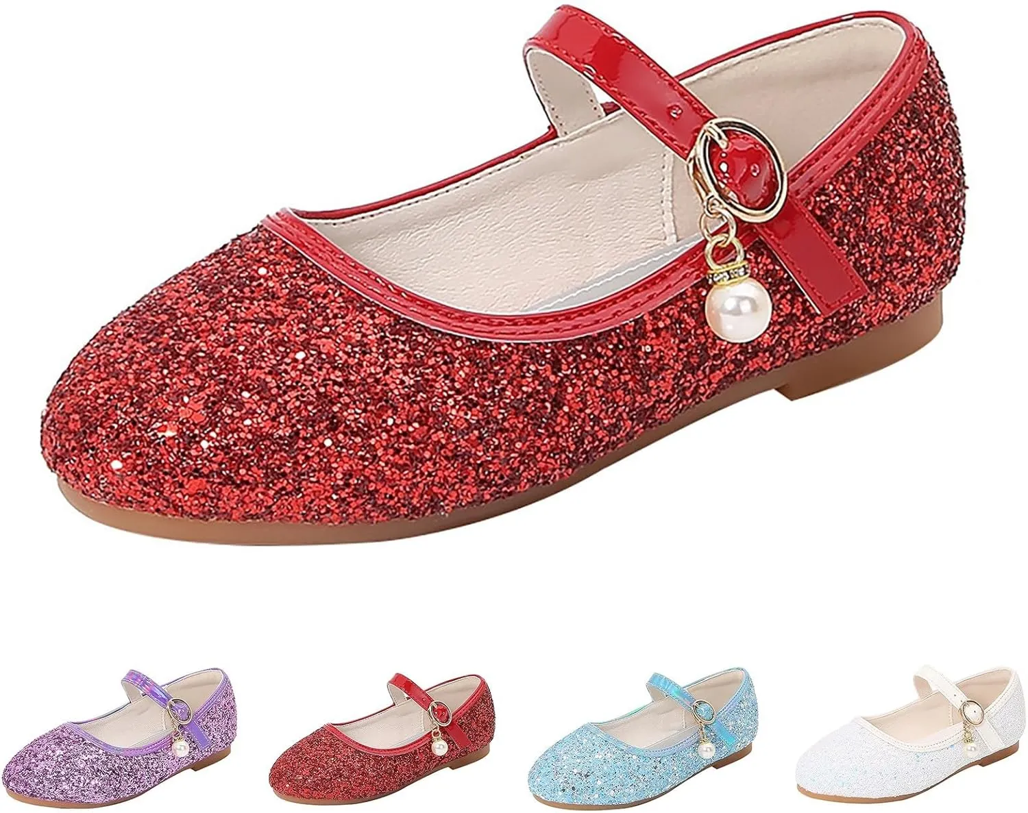 Sequins Sandals for Girls Kids Outdoor Dress Dance Loafers Shoes Toddler 𝗟ow Heel Summer Casual Mary Jane Soft Sole