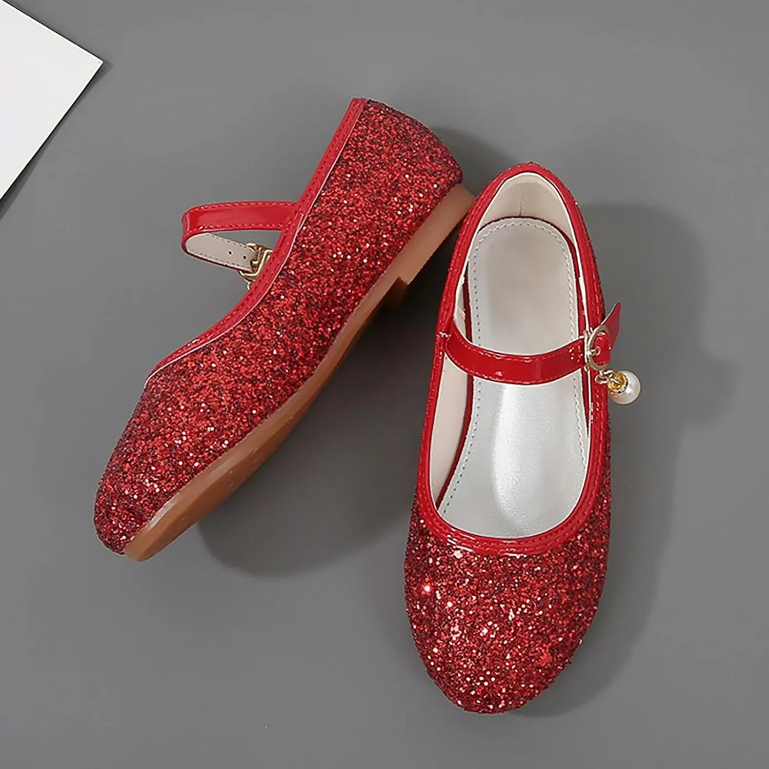 Sequins Sandals for Girls Kids Outdoor Dress Dance Loafers Shoes Toddler 𝗟ow Heel Summer Casual Mary Jane Soft Sole