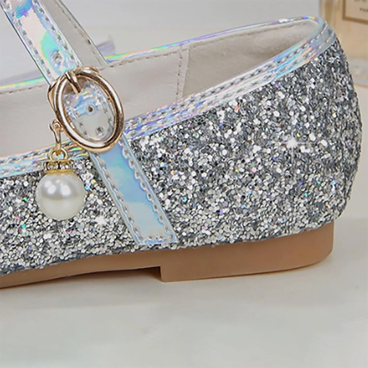 Sequins Sandals for Girls Kids Outdoor Dress Dance Loafers Shoes Toddler 𝗟ow Heel Summer Casual Mary Jane Soft Sole