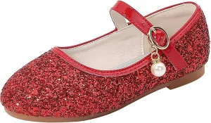 Sequins Sandals for Girls Kids Outdoor Dress Dance Loafers Shoes Toddler 𝗟ow Heel Summer Casual Mary Jane Soft Sole