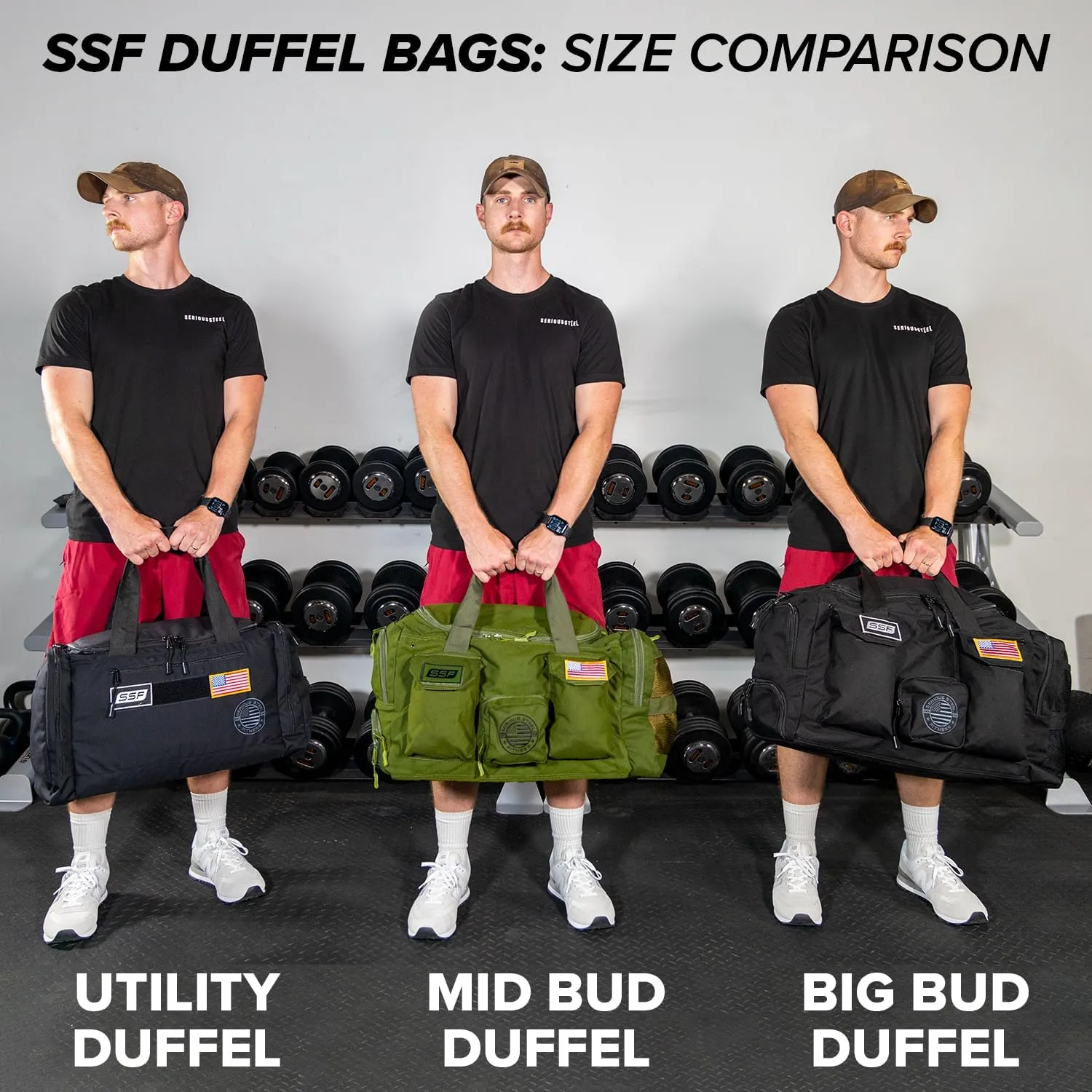 Serious Steel Fitness Heavy Duty 1000D Nylon Duffel Gym Bag (Green - Big Bud)