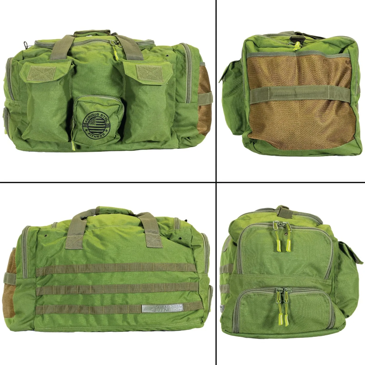 Serious Steel Fitness Heavy Duty 1000D Nylon Duffel Gym Bag (Green - Big Bud)