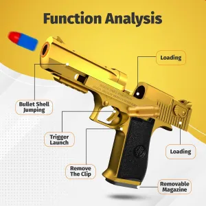 Shell Ejecting Toy Gun, Soft Bullet Toy, Foam Bullet Blaster, EVA Educational Toy for Kids Boys Adults with 40 Foam Bullets & Protective Goggles