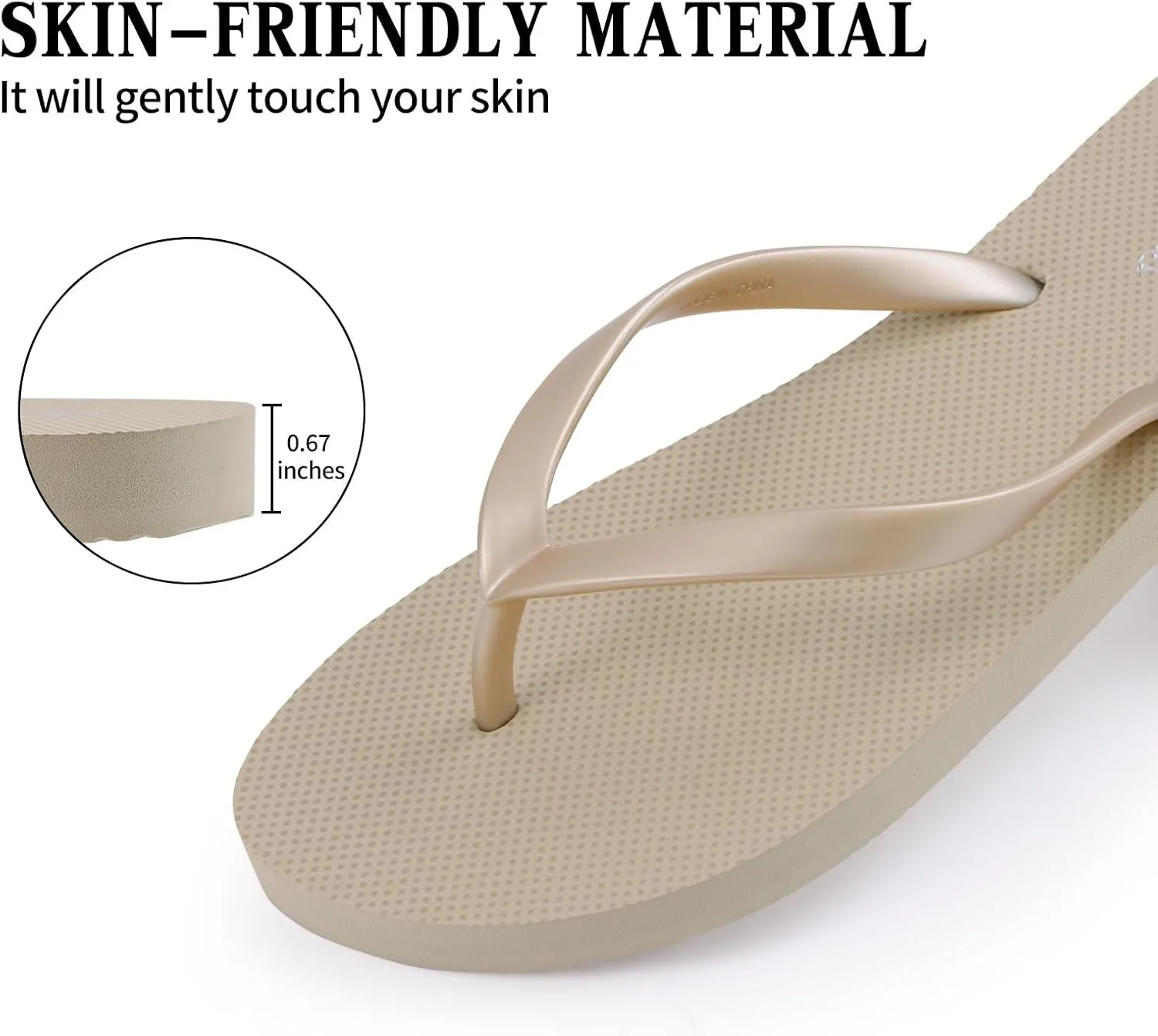 shevalues Slim Flip Flops for Women Beach Rubber Shower Shoes Basic Thong Sandals