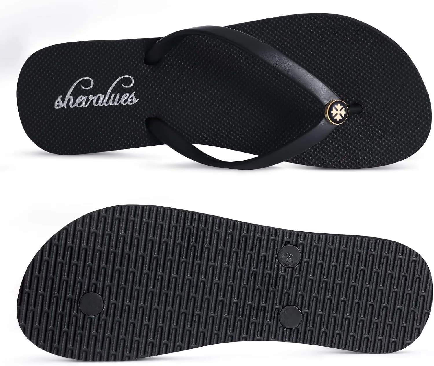 shevalues Slim Flip Flops for Women Beach Rubber Shower Shoes Basic Thong Sandals