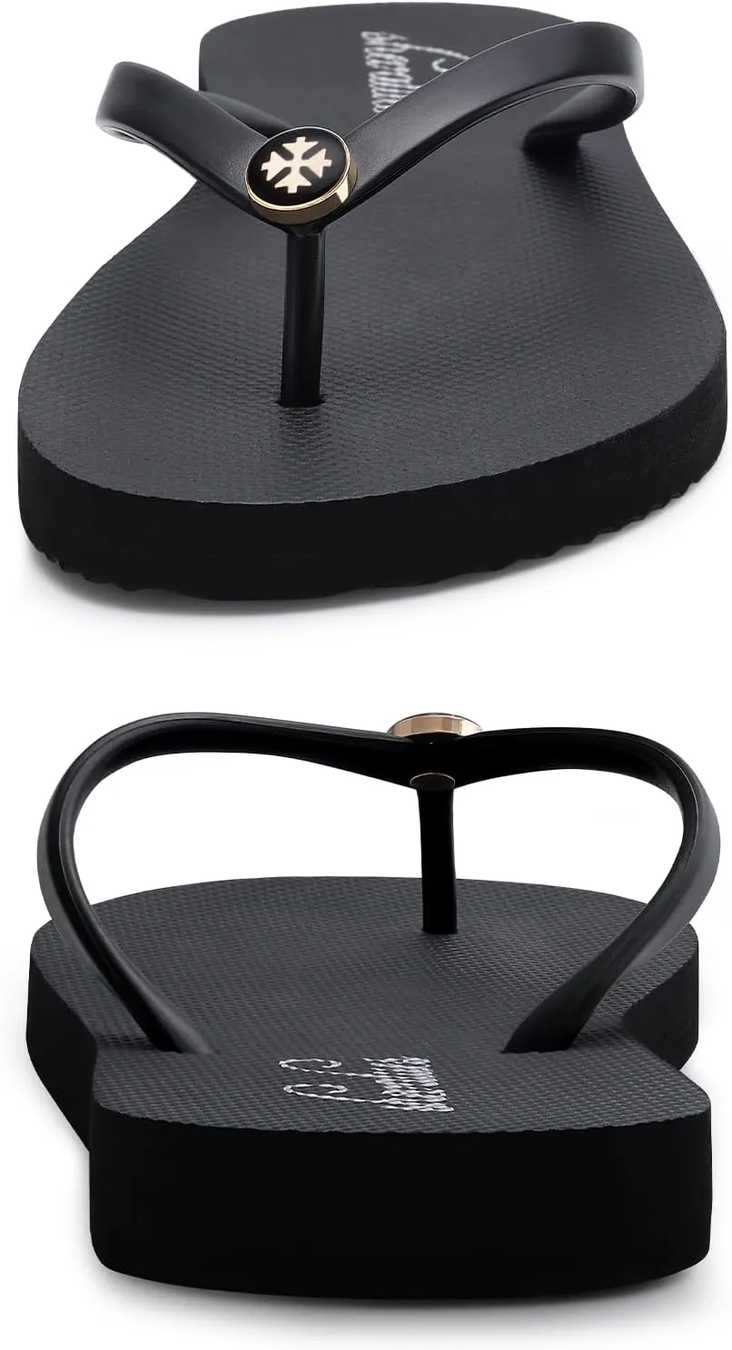 shevalues Slim Flip Flops for Women Beach Rubber Shower Shoes Basic Thong Sandals
