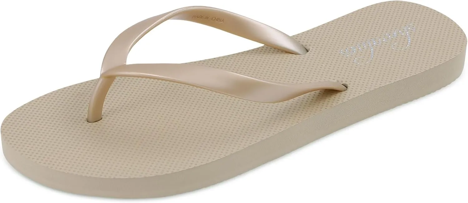 shevalues Slim Flip Flops for Women Beach Rubber Shower Shoes Basic Thong Sandals