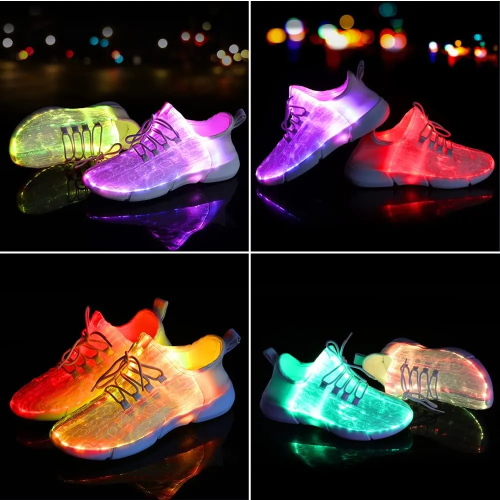 Shinmax LED Light Up Shoes for Women Men, USB Rechargeable Fiber Optic Glowing Sneakers, Luminous Flashing Shoes for Dancing, Festivals, Parties