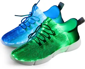 Shinmax LED Light Up Shoes for Women Men, USB Rechargeable Fiber Optic Glowing Sneakers, Luminous Flashing Shoes for Dancing, Festivals, Parties