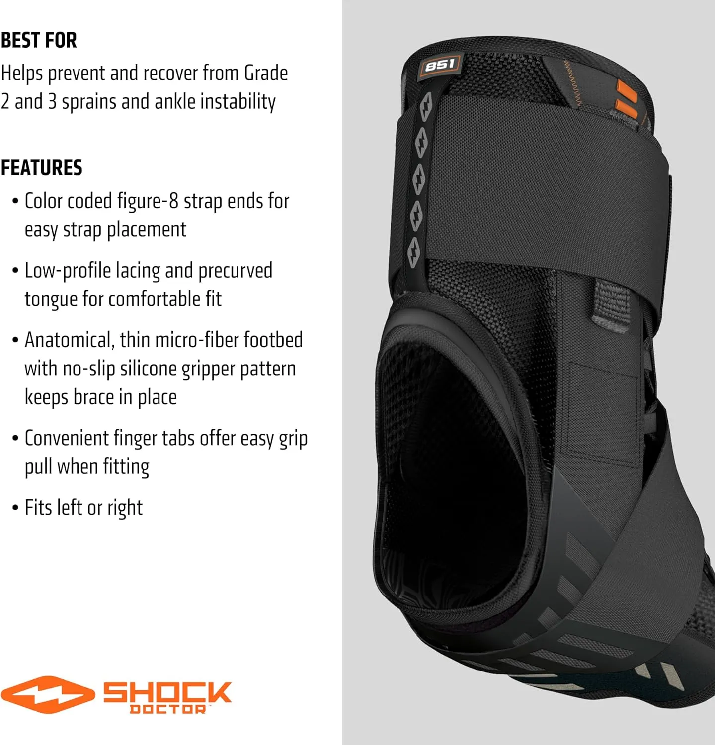 Shock Doctor Adult Ultra Wrap Lace Ankle Brace, Maximum Support, Adjustable Compression
