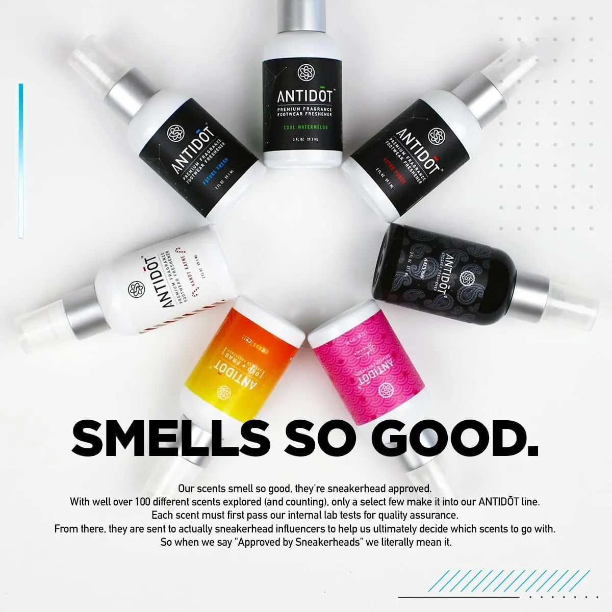 Shoe Deodorizer for Sneakerheads by ANTIDOT - Advanced Shoe Freshener Spray Collection | Shoe Odor Neutralizing Formula (Future Fresh)