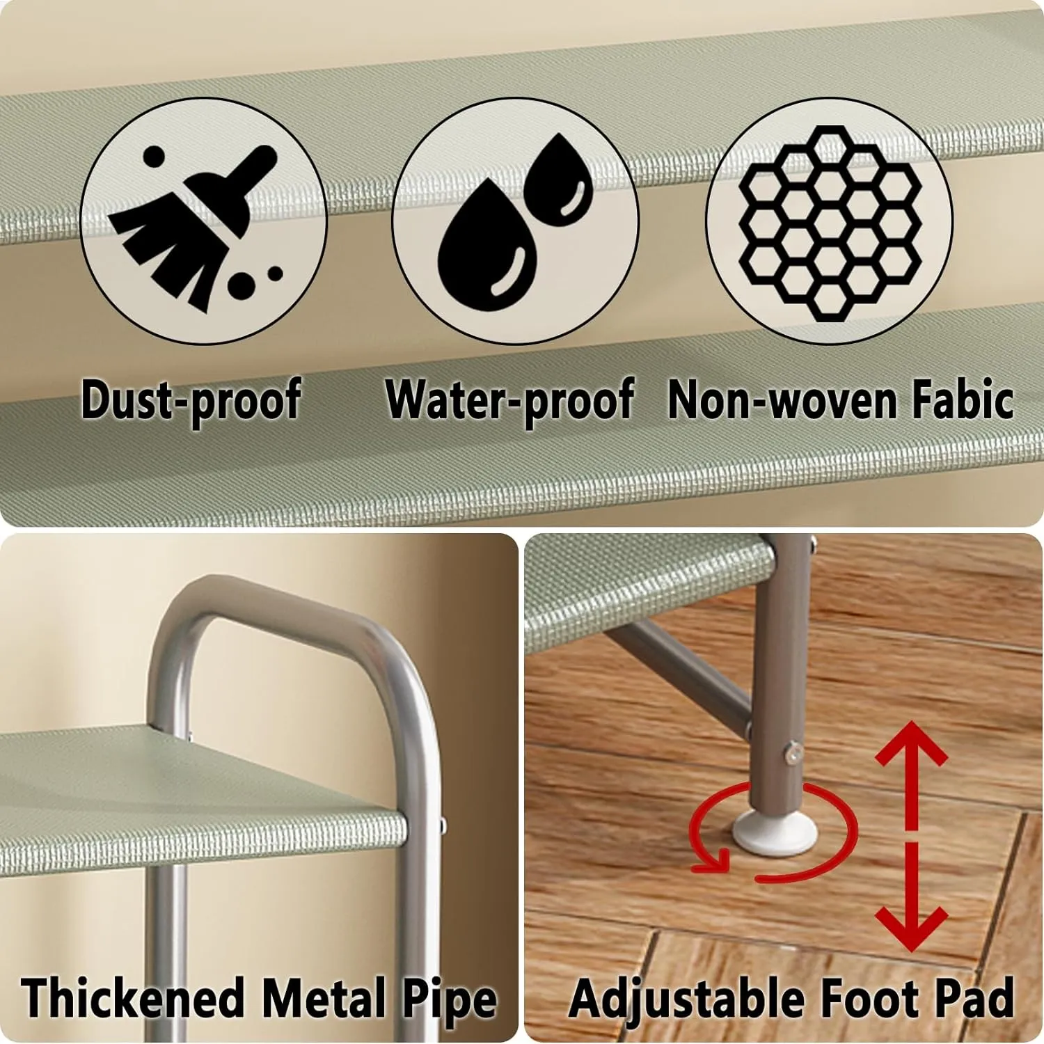 Shoe Rack 4 Tier Long Storage Organizer Wide Metal Shoe Shelf for Closet Entryway Grey