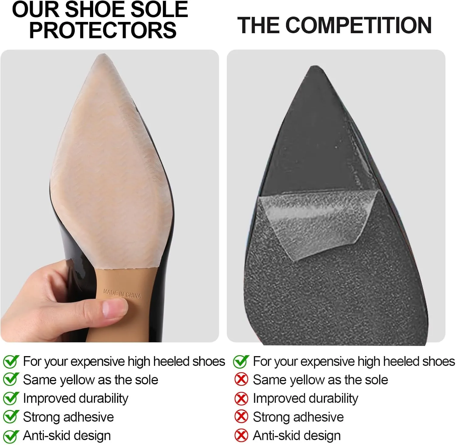 Shoe Sole Protector Red Bottom Protector for Christian Louboutin Shoe Bottom Protector for High Heels- Self Adhesive Shoe Grips on Bottom of Shoes