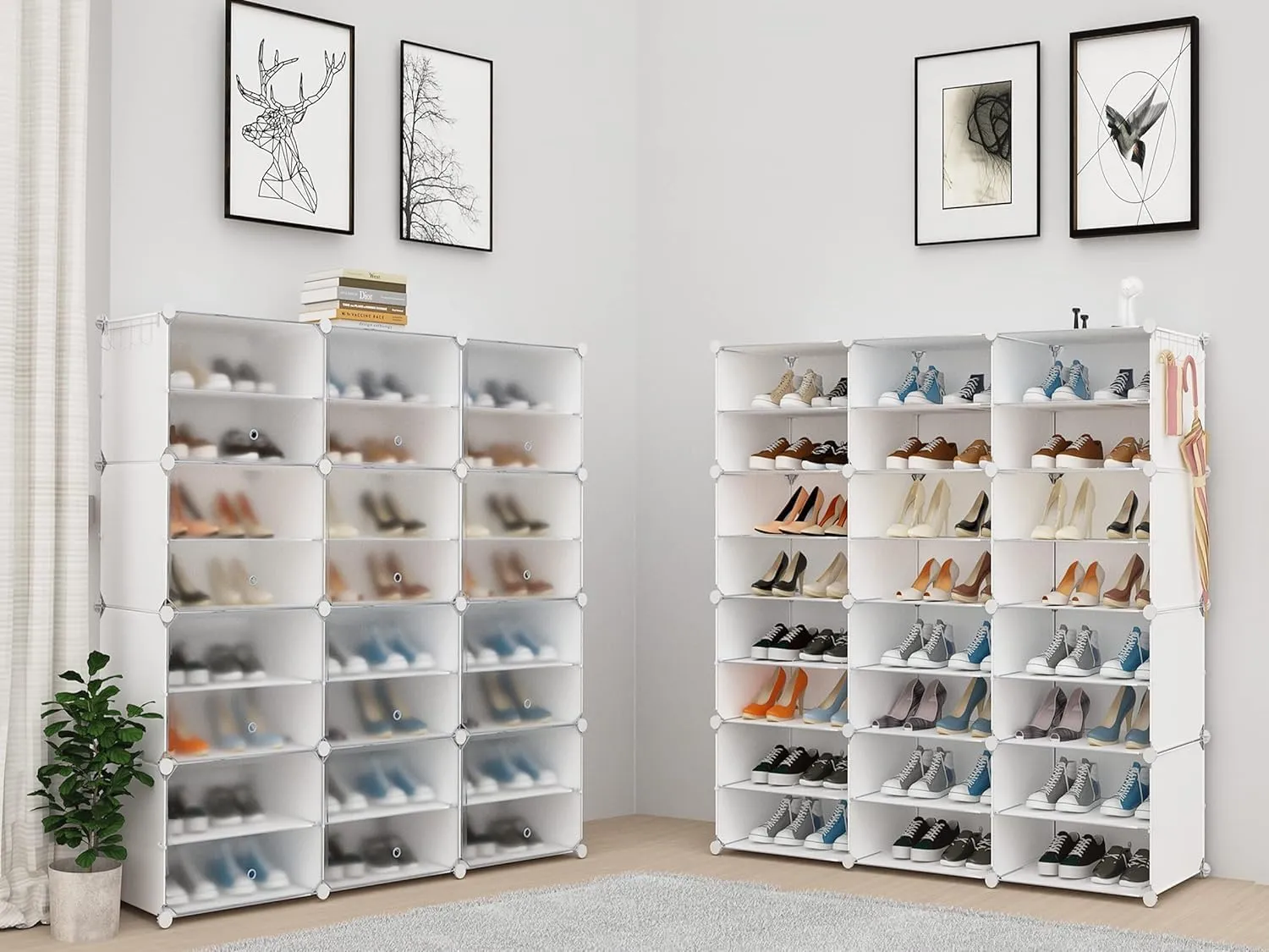 Shoe Storage,48 Pairs Shoe Rack Organizer for Closet Shoe Cabinet with Door Shoe Shelves for Closet,Entryway,Hallway,Bedroom