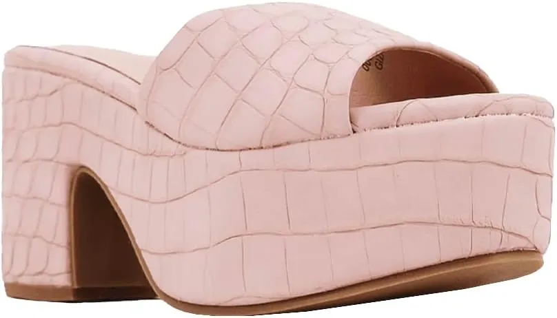 Shu Shop Womens Giza Croc Platform Casual Sandals Casual Mid Heel 2-3" - Pink