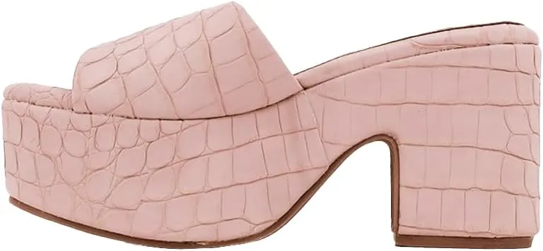Shu Shop Womens Giza Croc Platform Casual Sandals Casual Mid Heel 2-3" - Pink