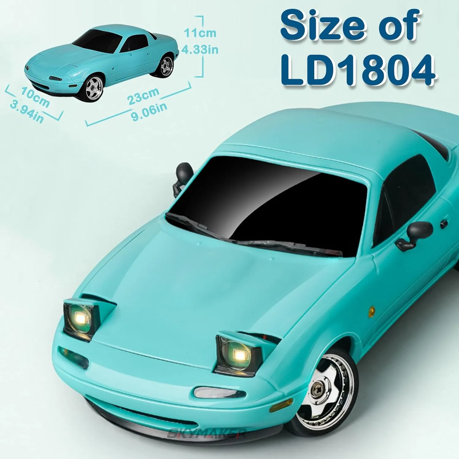 Skymaker RC Drift Car 1/18 Miata Mazda MX-5 Model 2.4GHz RWD Drifting Adults with ESP Gyro Pop-up Light (Blue with 3 Batteries)