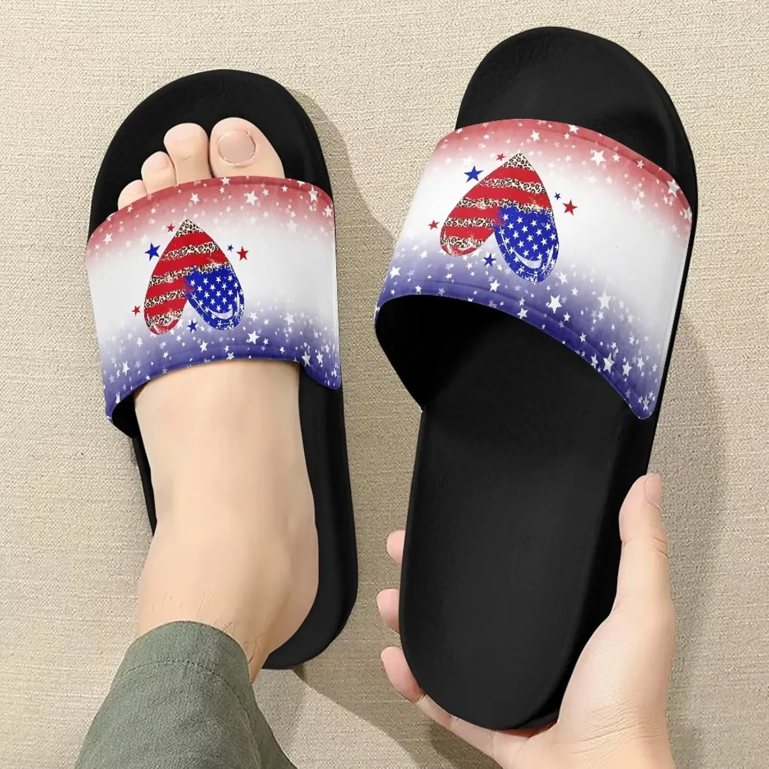 Slide Sandals for Women Girls Lightweight Non Slip Shower Shoes Comfotable Open Toe Single Band Slide Sandals Size 6-13.5