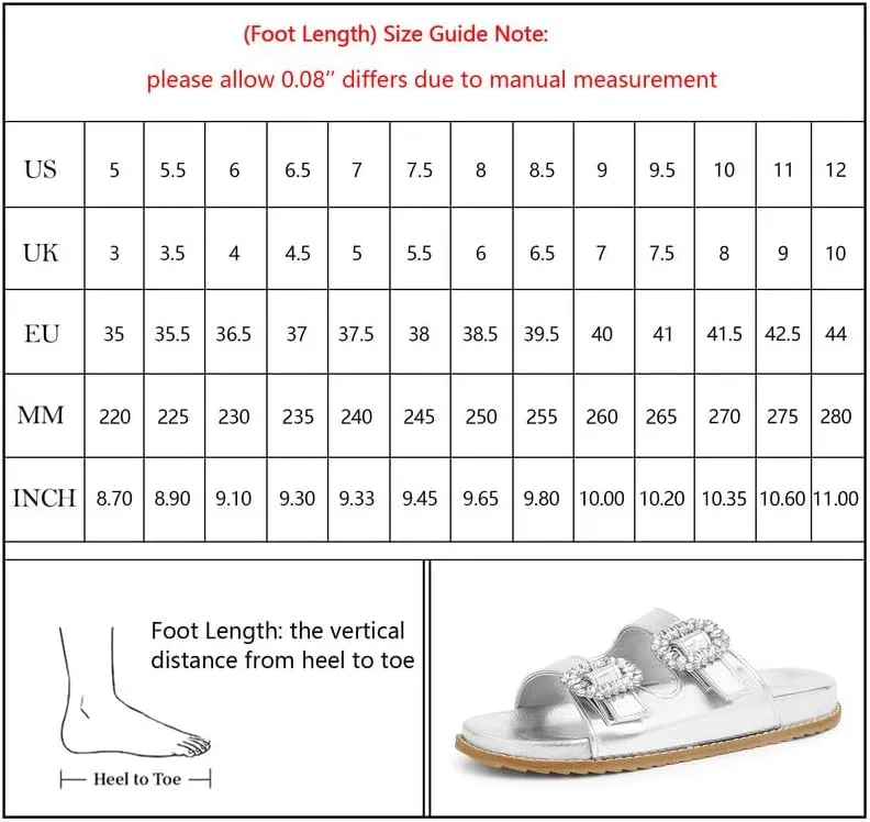 Slide Sandals for Women Rhinestone Flat Platform Sandals Soft Footbed Comfortable Walking Girls Ladies Summer Sandals