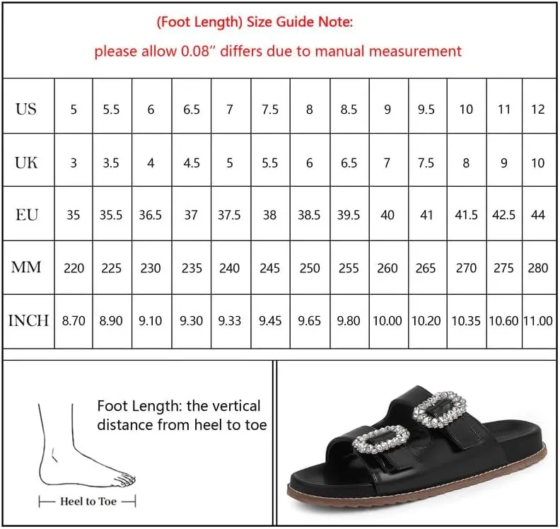 Slide Sandals for Women Rhinestone Flat Platform Sandals Soft Footbed Comfortable Walking Girls Ladies Summer Sandals
