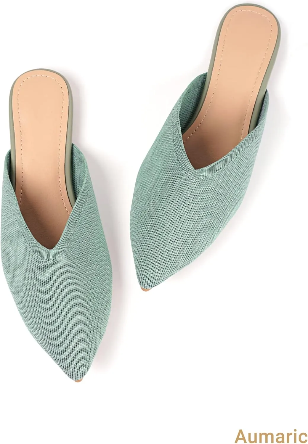 Slocyclub Women's Flat Mules - Comfortable Pointed Toe Slip-On Loafers for Early Spring