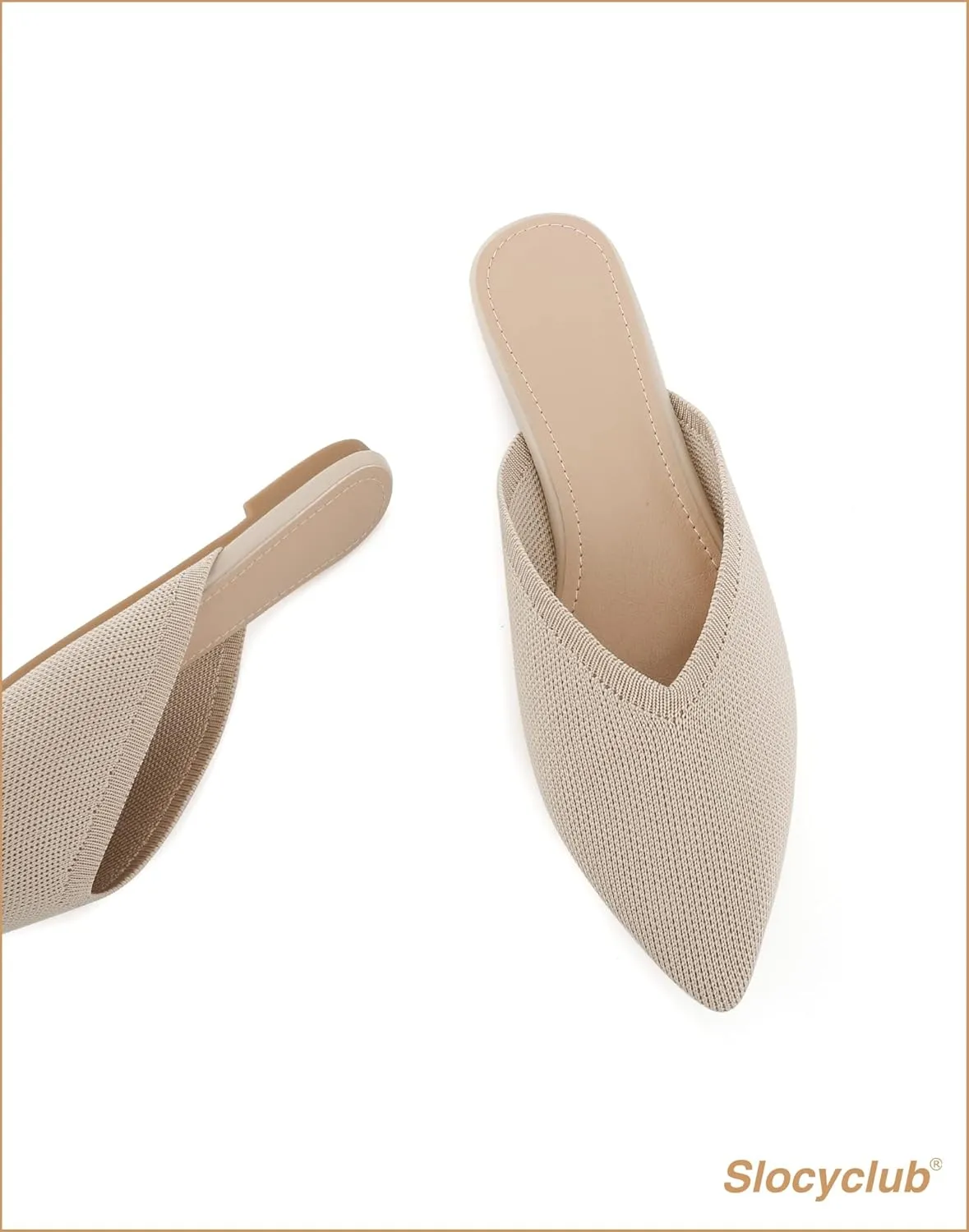 Slocyclub Women's Flat Mules - Comfortable Pointed Toe Slip-On Loafers for Early Spring