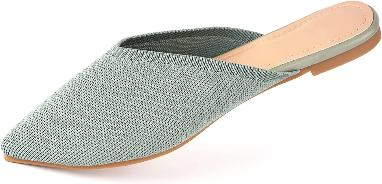 Slocyclub Women's Flat Mules - Comfortable Pointed Toe Slip-On Loafers for Early Spring