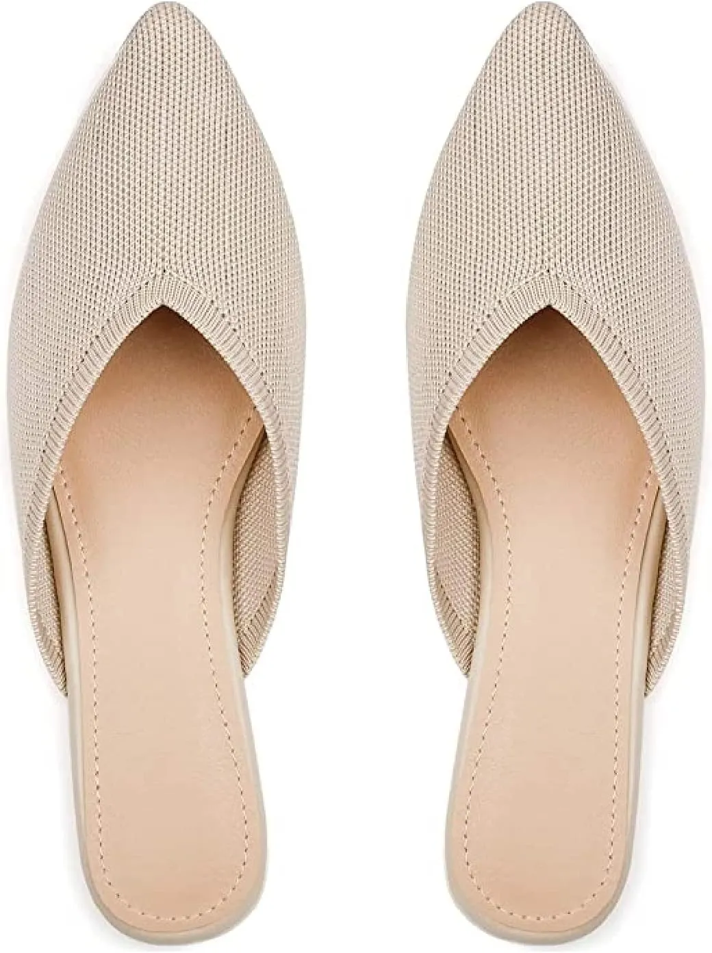 Slocyclub Women's Flat Mules - Comfortable Pointed Toe Slip-On Loafers for Early Spring
