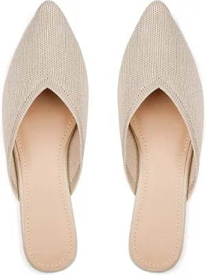 Slocyclub Women's Flat Mules - Comfortable Pointed Toe Slip-On Loafers for Early Spring