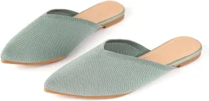 Slocyclub Women's Flat Mules - Comfortable Pointed Toe Slip-On Loafers for Early Spring