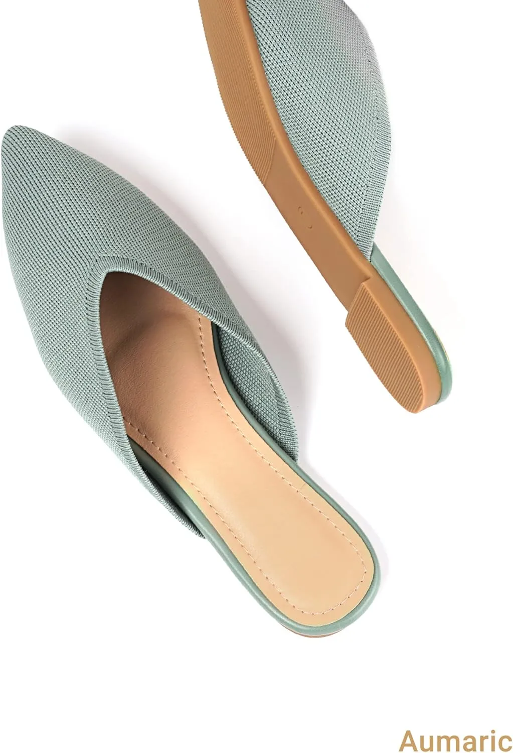 Slocyclub Women's Flat Mules - Comfortable Pointed Toe Slip-On Loafers for Early Spring