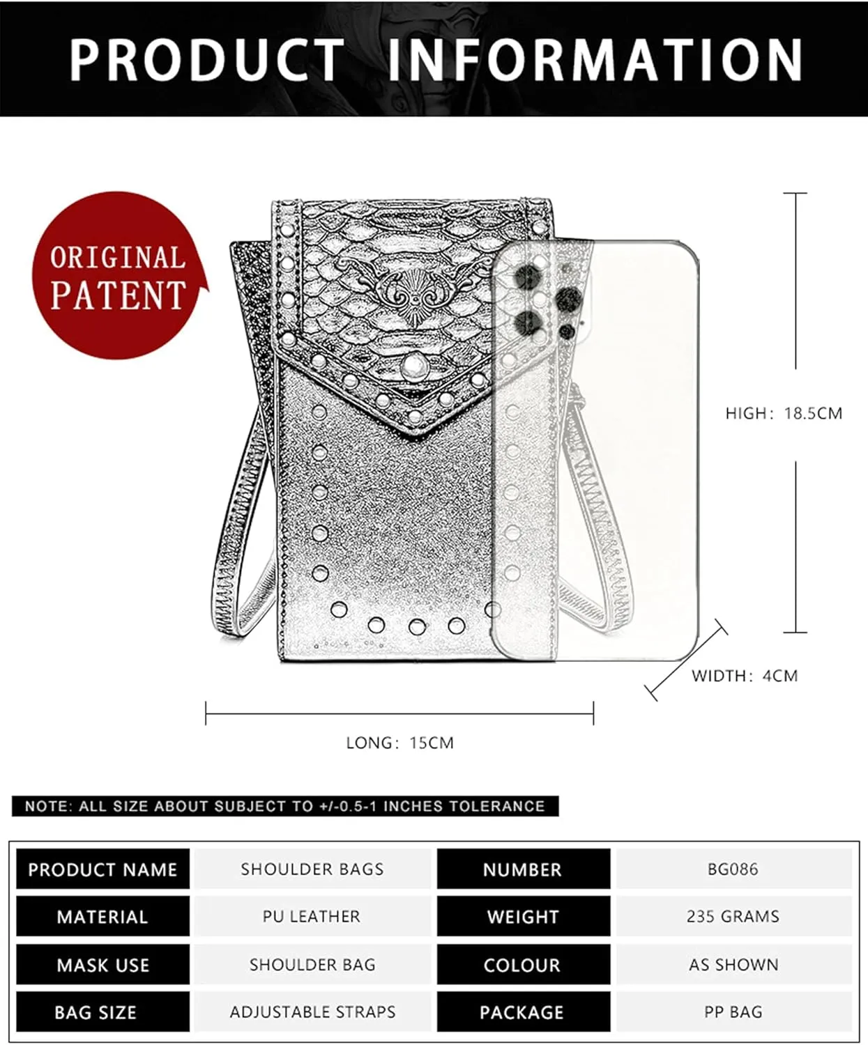 Small Crossbody Bag Shoulder Purse Leather Belt Pouch Travel Phone Holder Punk Medieval Vintage Festival Costume Accessory