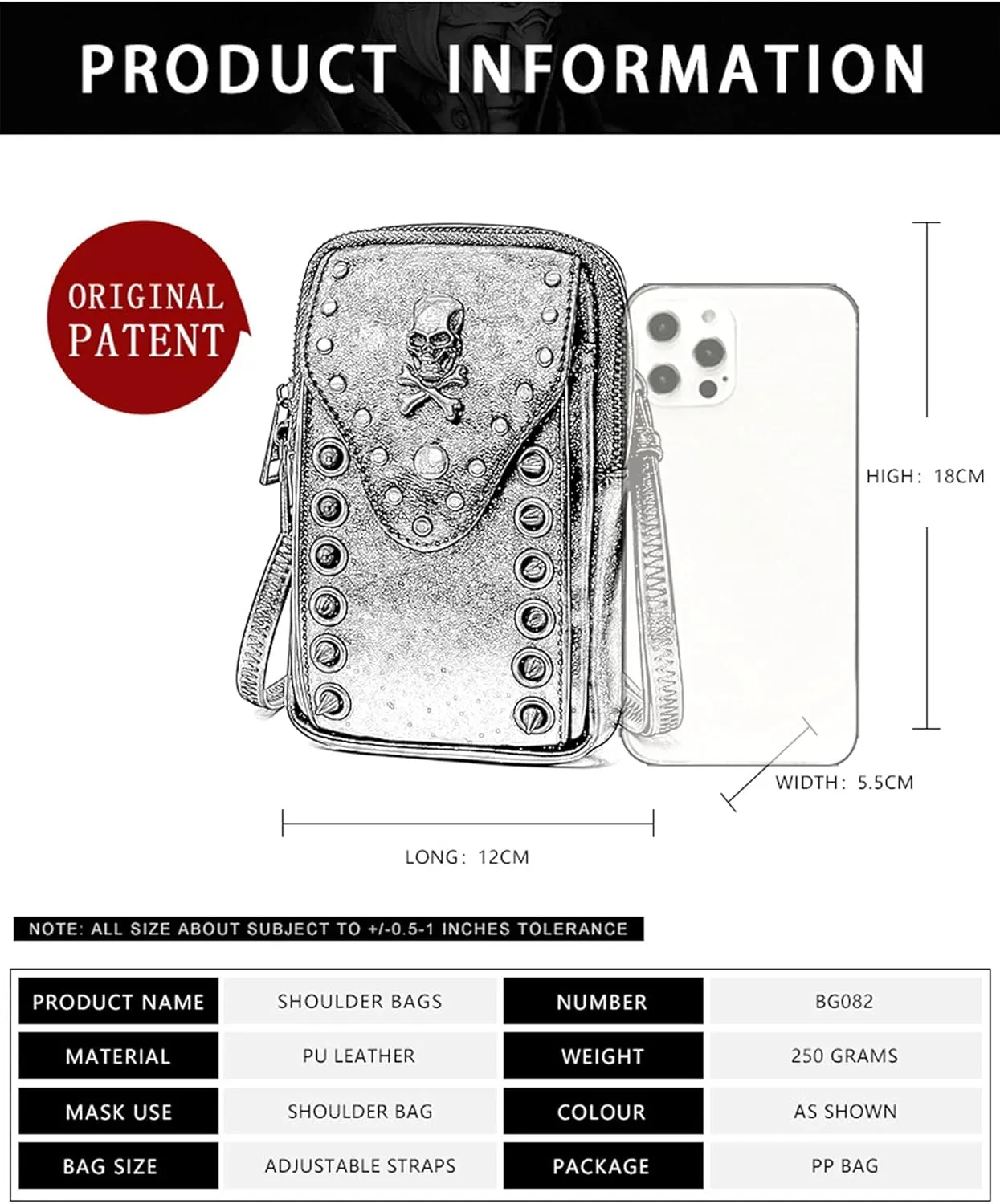 Small Crossbody Bag Shoulder Purse Leather Belt Pouch Travel Phone Holder Punk Medieval Vintage Festival Costume Accessory
