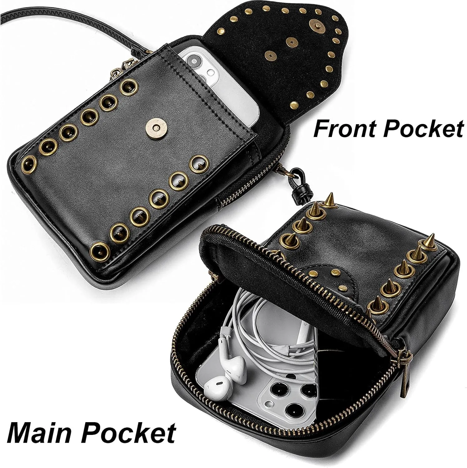 Small Crossbody Bag Shoulder Purse Leather Belt Pouch Travel Phone Holder Punk Medieval Vintage Festival Costume Accessory