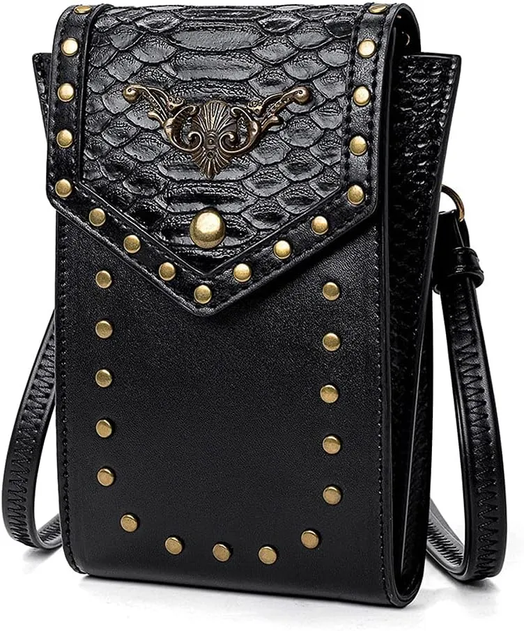 Small Crossbody Bag Shoulder Purse Leather Belt Pouch Travel Phone Holder Punk Medieval Vintage Festival Costume Accessory