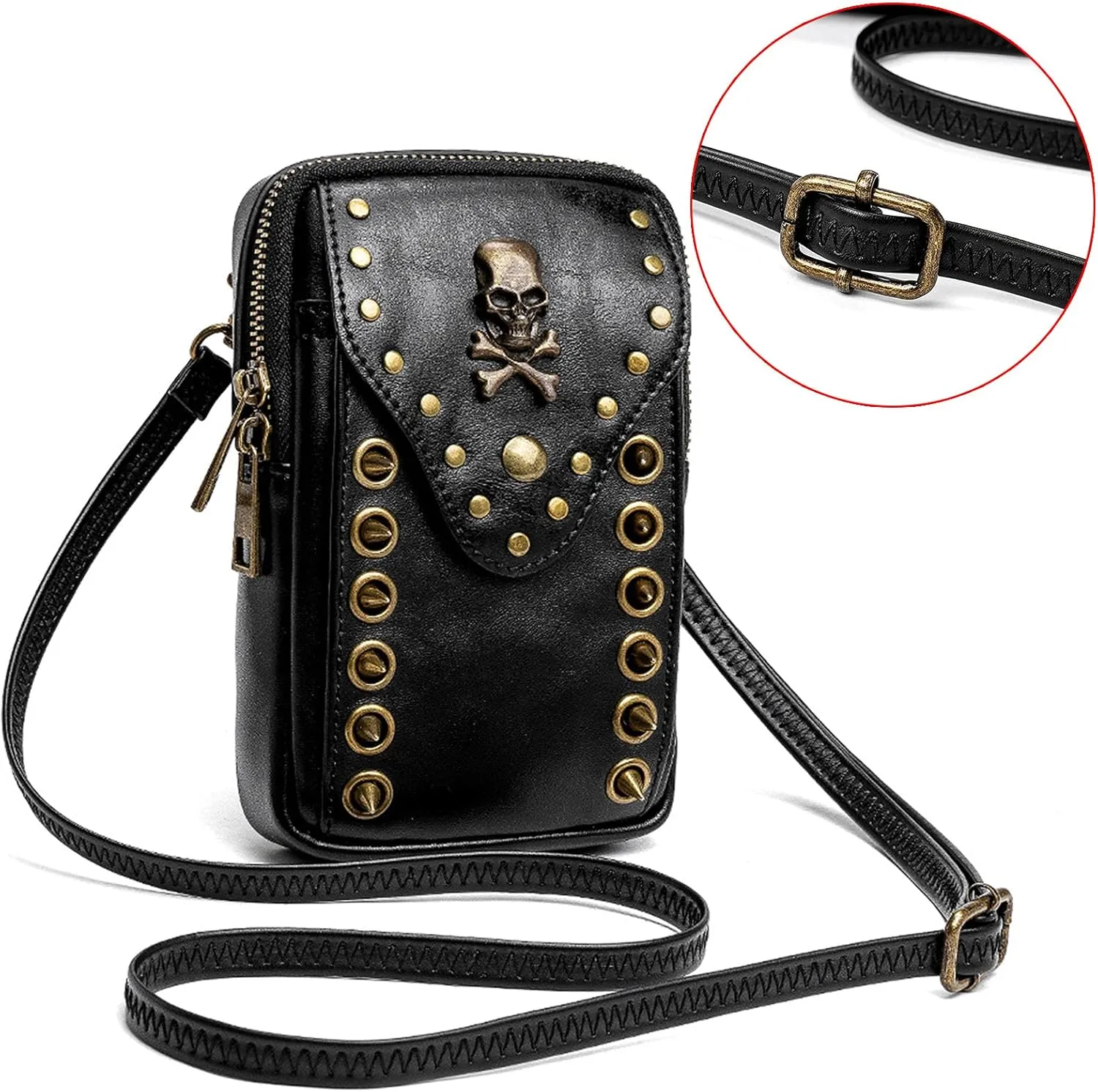 Small Crossbody Bag Shoulder Purse Leather Belt Pouch Travel Phone Holder Punk Medieval Vintage Festival Costume Accessory
