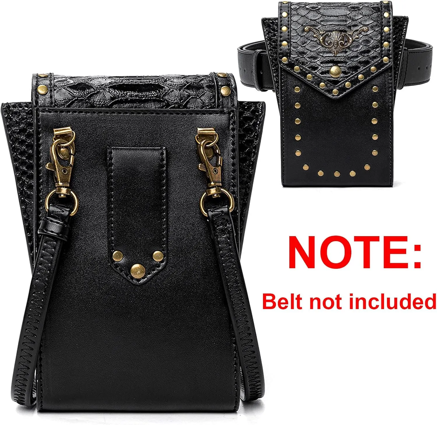 Small Crossbody Bag Shoulder Purse Leather Belt Pouch Travel Phone Holder Punk Medieval Vintage Festival Costume Accessory