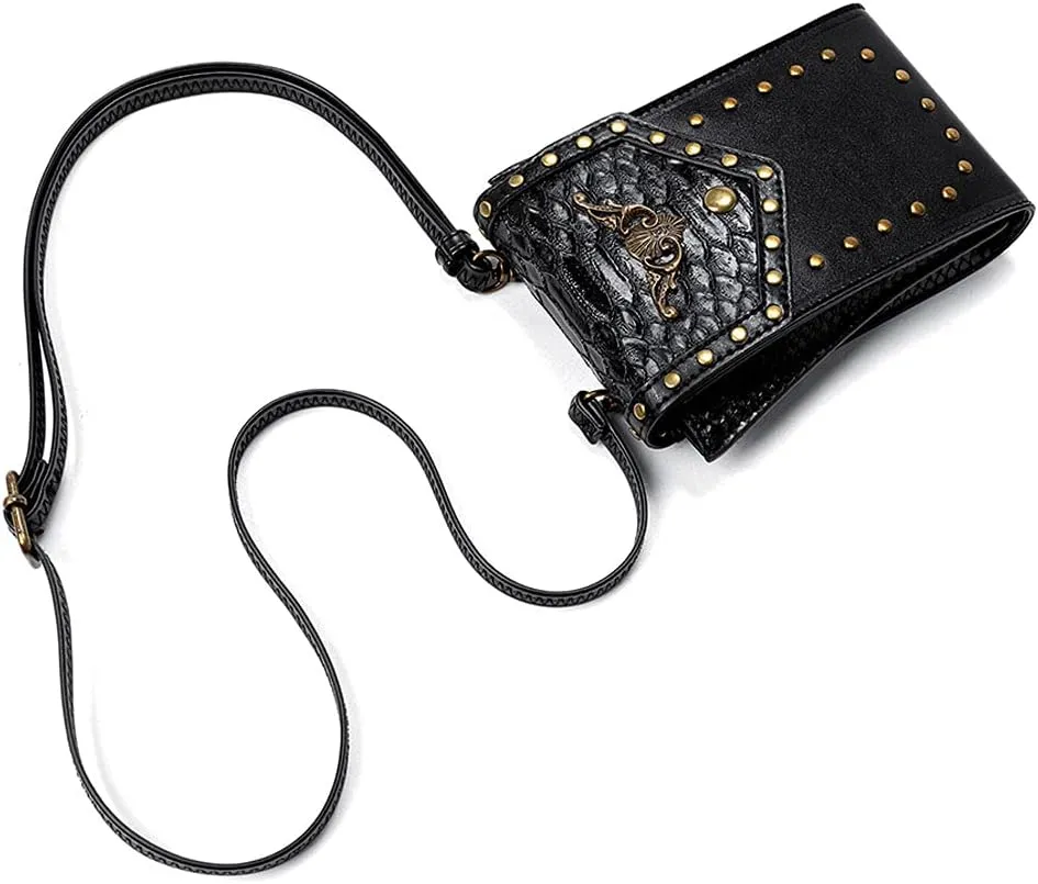 Small Crossbody Bag Shoulder Purse Leather Belt Pouch Travel Phone Holder Punk Medieval Vintage Festival Costume Accessory
