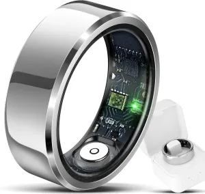 Smart Ring for Men & Women, Wellness & Fitness Tracker with Sleep/Step/Heart Rate/Blood Oxygen/Calorie Counter, IP68 Waterproof Wearable Ring for iOS Android Silver #10
