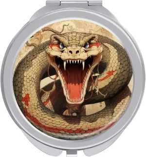 Snake Open Mouth Portable Makeup Mirror, Sided Travel Hand Mirror Mini Folding Mirror for Precise Makeup Women Daily Use