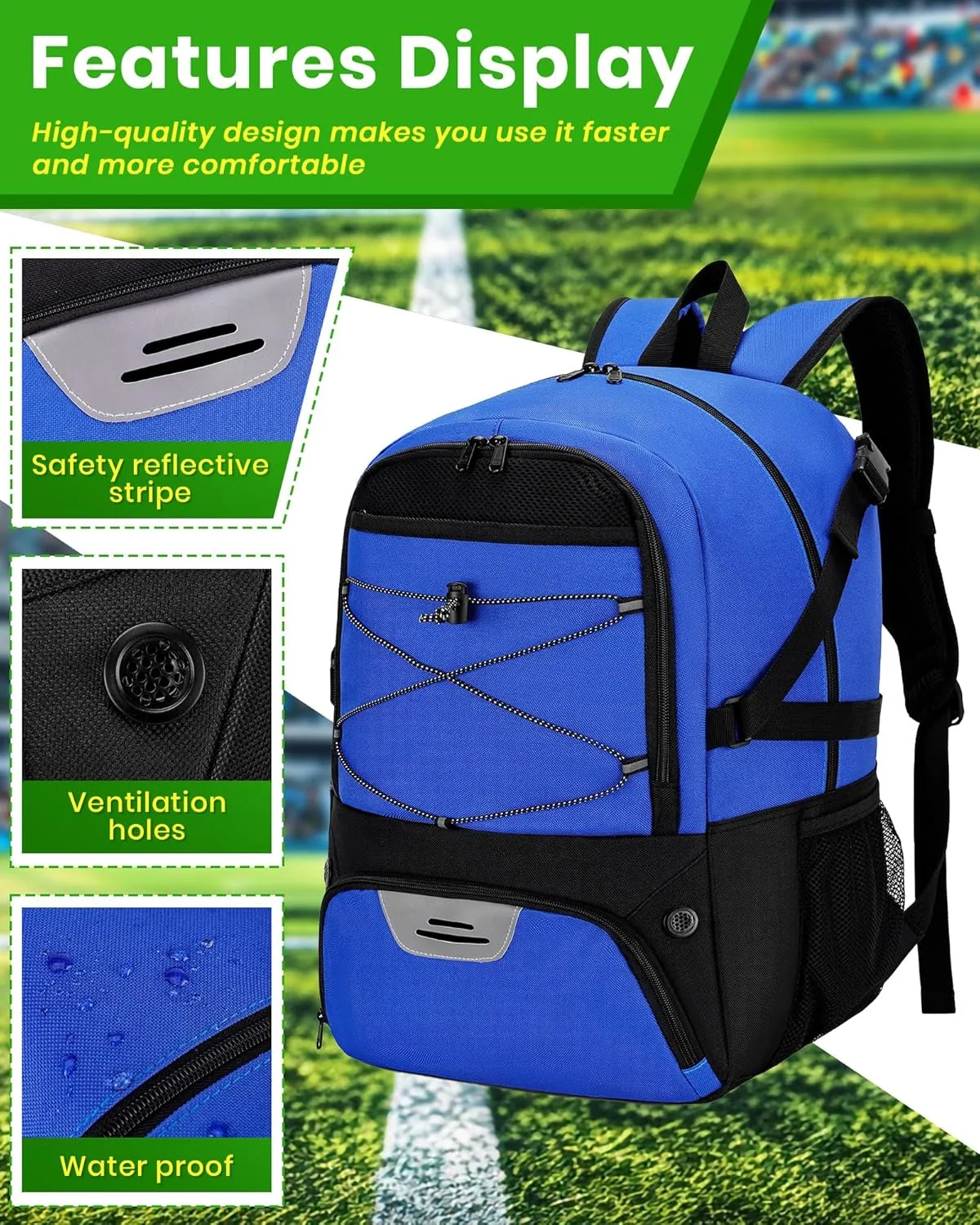 Soccer Backpack with Ball Holder &Soccer bag With Shoe Compartment, Water-Resistant Sports Bag for Soccer, Basketball, Football, Volleyball