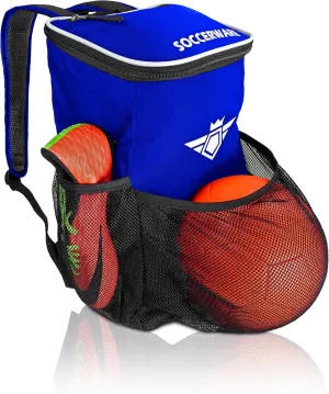 Soccer Backpack with Ball Holder Compartment - for Boys & Girls | Bag Fits All Soccer Equipment & Gym Gear (Black)