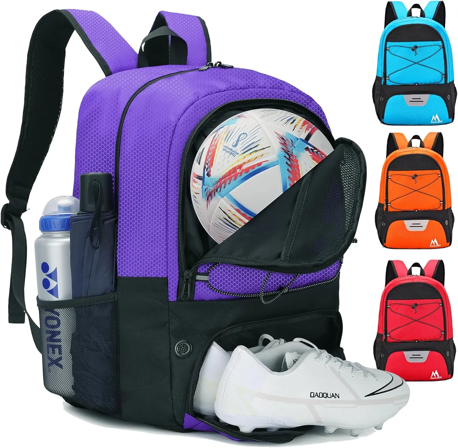 Soccer Bag-Soccer Backpack&Backpack for & Football Volleyball & Basketball,with Ball Compartment and Separate Cleat (Purple)